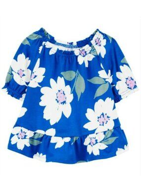 NWT. CARTER'S Toddler Girl Blue Floral Peplum Top
